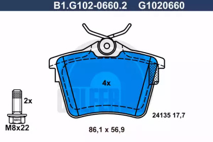 Комплект тормозных колодок GALFER B1.G102-0660.2