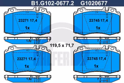 Комплект тормозных колодок GALFER B1.G102-0677.2