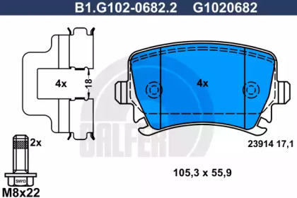 Комплект тормозных колодок GALFER B1.G102-0682.2