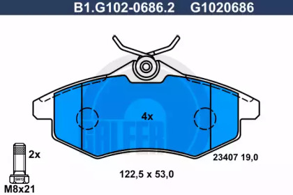 Комплект тормозных колодок GALFER B1.G102-0686.2