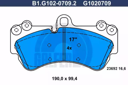 Комплект тормозных колодок GALFER B1.G102-0709.2