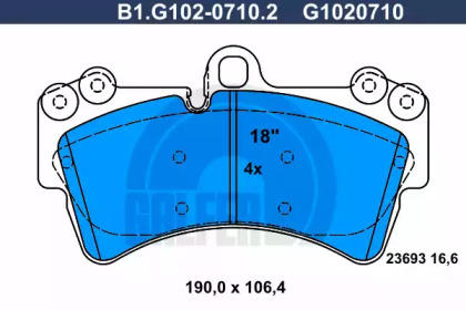 Комплект тормозных колодок GALFER B1.G102-0710.2