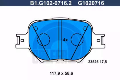 Комплект тормозных колодок GALFER B1.G102-0716.2