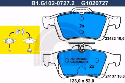 Комплект тормозных колодок GALFER B1.G102-0727.2