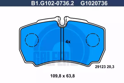 Комплект тормозных колодок GALFER B1.G102-0736.2