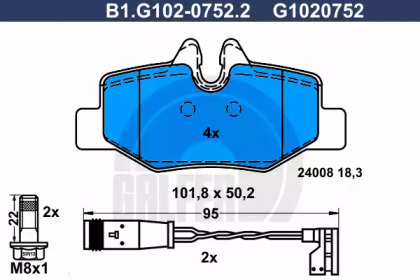 Комплект тормозных колодок GALFER B1.G102-0752.2