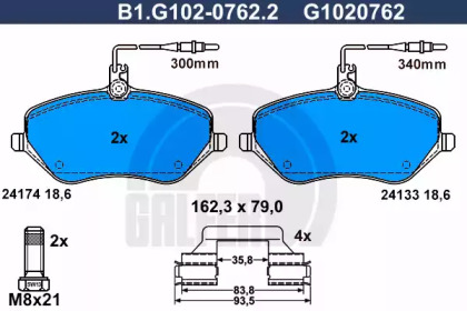 Комплект тормозных колодок GALFER B1.G102-0762.2