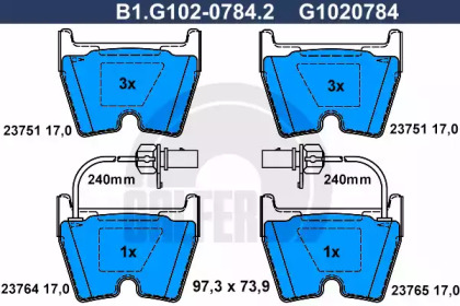 Комплект тормозных колодок GALFER B1.G102-0784.2