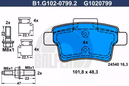 Комплект тормозных колодок GALFER B1.G102-0799.2