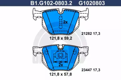 Комплект тормозных колодок GALFER B1.G102-0803.2