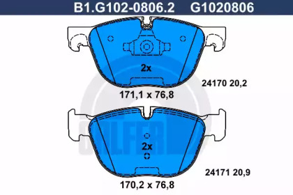 Комплект тормозных колодок GALFER B1.G102-0806.2