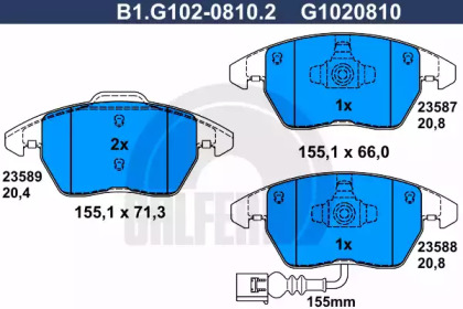 Комплект тормозных колодок GALFER B1.G102-0810.2