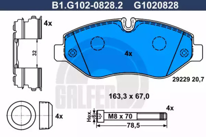 Комплект тормозных колодок GALFER B1.G102-0828.2