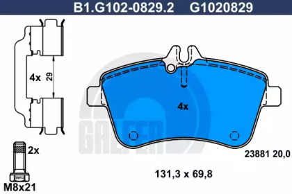 Комплект тормозных колодок GALFER B1.G102-0829.2