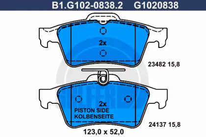 Комплект тормозных колодок GALFER B1.G102-0838.2