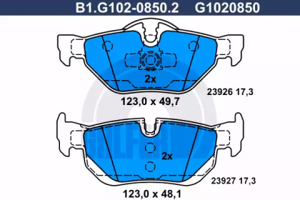 Комплект тормозных колодок GALFER B1.G102-0850.2