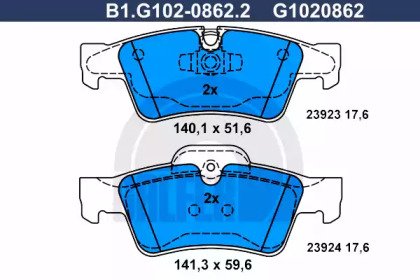 Комплект тормозных колодок GALFER B1.G102-0862.2