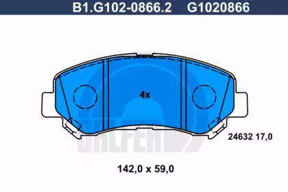 Комплект тормозных колодок GALFER B1.G102-0866.2