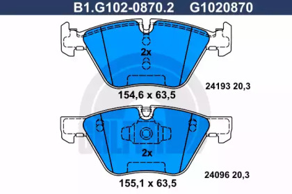 Комплект тормозных колодок GALFER B1.G102-0870.2