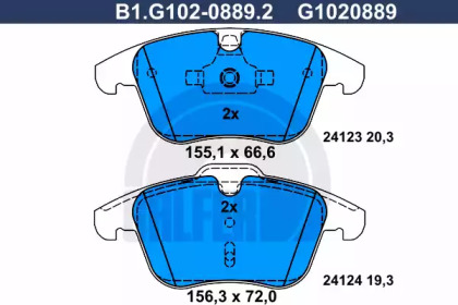 Комплект тормозных колодок GALFER B1.G102-0889.2