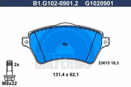 Комплект тормозных колодок GALFER B1.G102-0901.2