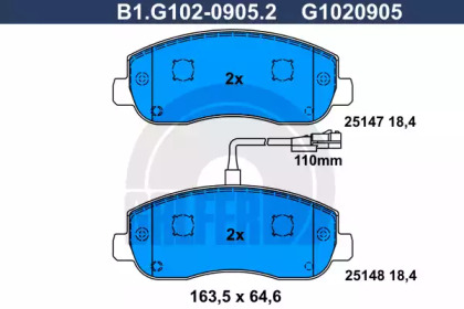 Комплект тормозных колодок GALFER B1.G102-0905.2