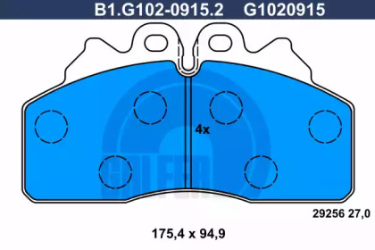 Комплект тормозных колодок GALFER B1.G102-0915.2