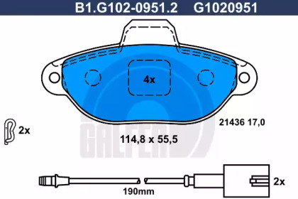 Комплект тормозных колодок GALFER B1.G102-0951.2