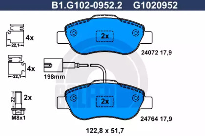 Комплект тормозных колодок GALFER B1.G102-0952.2