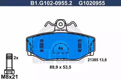 Комплект тормозных колодок GALFER B1.G102-0955.2