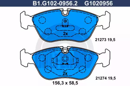 Комплект тормозных колодок GALFER B1.G102-0956.2