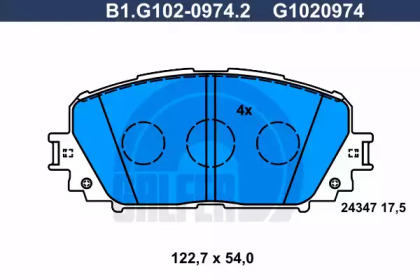 Комплект тормозных колодок GALFER B1.G102-0974.2