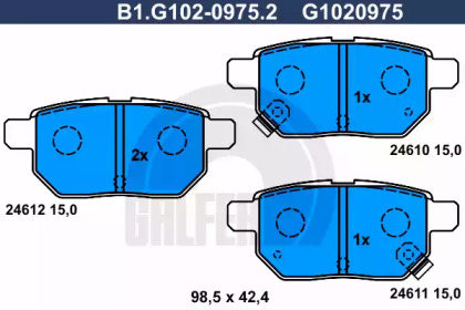 Комплект тормозных колодок GALFER B1.G102-0975.2