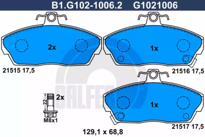 Комплект тормозных колодок GALFER B1.G102-1006.2