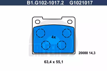 Комплект тормозных колодок GALFER B1.G102-1017.2