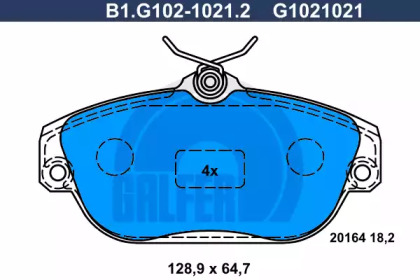 Комплект тормозных колодок GALFER B1.G102-1021.2