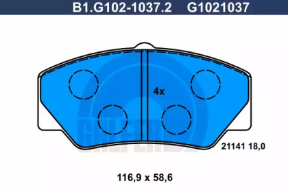 Комплект тормозных колодок GALFER B1.G102-1037.2