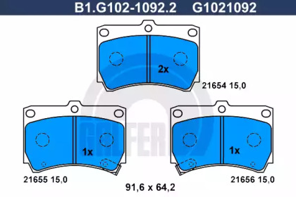 Комплект тормозных колодок GALFER B1.G102-1092.2