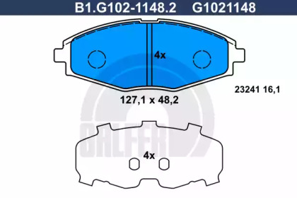 Комплект тормозных колодок GALFER B1.G102-1148.2