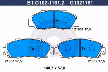 Комплект тормозных колодок GALFER B1.G102-1161.2