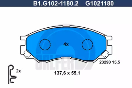 Комплект тормозных колодок GALFER B1.G102-1180.2