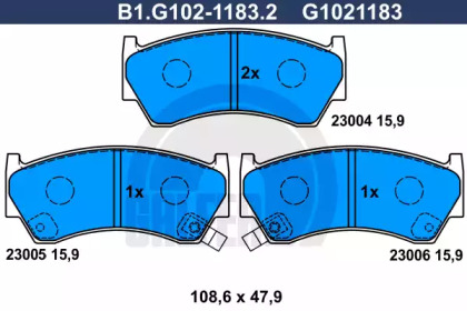 Комплект тормозных колодок GALFER B1.G102-1183.2