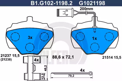 Комплект тормозных колодок GALFER B1.G102-1198.2