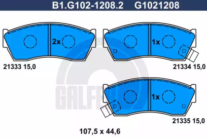 Комплект тормозных колодок GALFER B1.G102-1208.2