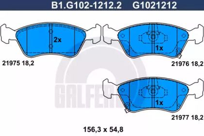 Комплект тормозных колодок GALFER B1.G102-1212.2