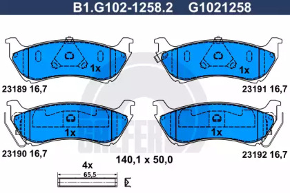 Комплект тормозных колодок GALFER B1.G102-1258.2