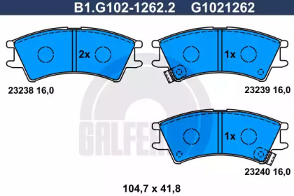 Комплект тормозных колодок GALFER B1.G102-1262.2