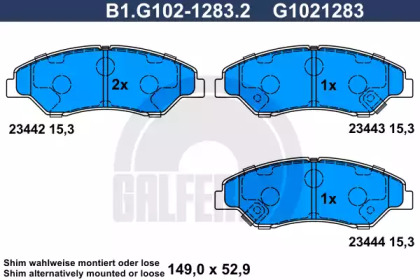 Комплект тормозных колодок GALFER B1.G102-1283.2