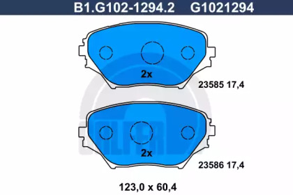 Комплект тормозных колодок GALFER B1.G102-1294.2