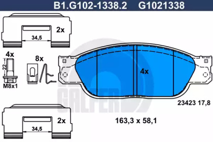 Комплект тормозных колодок GALFER B1.G102-1338.2